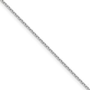 1.5mm 14k White Gold Diamond Cut Solid Rolo Chain Necklace, 16 Inch